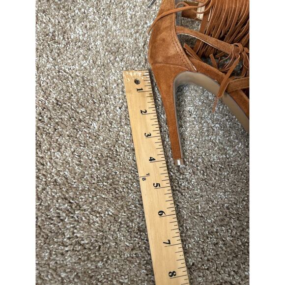 Steve Madden Fringly Brown Suede Fringe Stiletto Heel Sandals Size 5.5 brown/tan - Picture 3 of 8